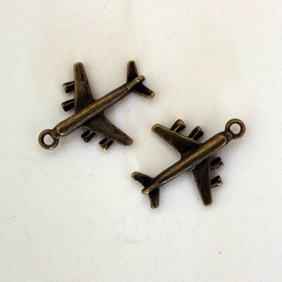 Металлическое украшение "Самолет", 25х23 мм, 1 шт.