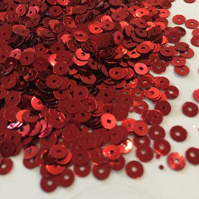 Пайетки круглые плоские 4 мм, красные 6 г