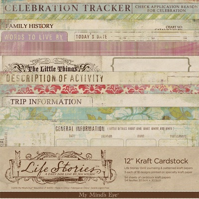 Набір паперу для скрапбукінгу My Mind'Eye - Life Stories, розмір 30x30 см, 18 аркушів