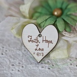 Сердечко деревʼяне: Faith,Hope,Love, 3x3,3см