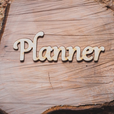 Деревʼяна вирубка від Вензелик - Напис "Planner", 92x30 мм