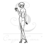 Штамп от Питерского Скрапклуба - Леди С Бокалом Мартини