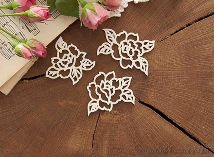 Чипборд от WOODchic - Набор королевских роз, 3шт., 5х4 см