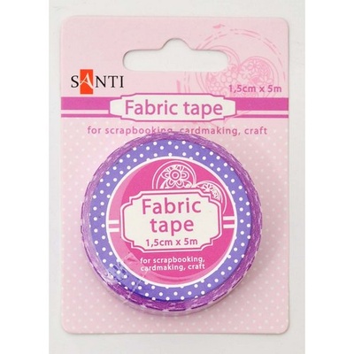 Лента текстильная самоклеющаяся Фиолетовый горох, 1,5см*5м, ТМ Santi