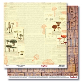 Бумага для скрапбукинга от ScrapBerry's - Справочник грибника, В лесу, 30,5х30,5 см, 190 гр/м., двусторонняя