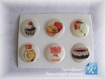 Набір епоксидних наліпок - Єда, 6 шт., діаметр 2см