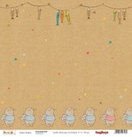 Бумага для скрапбукинга от ScrapBerry's - Басик -Тельняшка, 30,5х30,5 см, 190 гр/м, двусторонняя, 1 лист