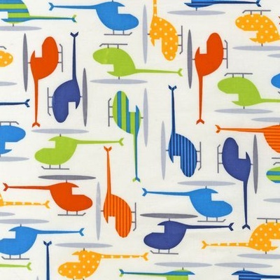 Тканина 100% бавовна - Яскраві вертольоти, 45x55см