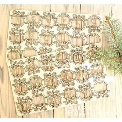 Чипборд ScrapBox — Набір чисел для різдвяного календаря (advent calendar Os-Hi-325)