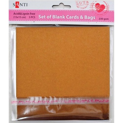 Набір крафт- заготовок для листівок, 15см*15см, 230г/м², 5шт., ТМ Santi