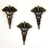 Металлическое украшение "Кадуцей - жезл Гермеса", 21х31 мм, 1 шт.