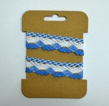 Мереживна стрічка бавовняна від ScrapBerryʼs, біло-блакитна, 2см, 2 м