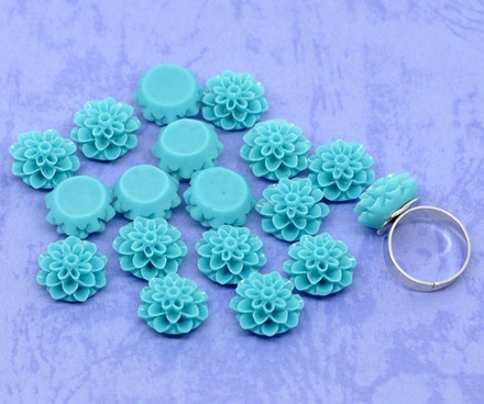 Кабашон "Квітка", блакитний, розмір 168 мм, 1 шт.