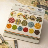 Набор высечек-чипборда в виде пуговиц с рисунком Webster's Pages - Spring Market - Chipboard Buttons & Twine