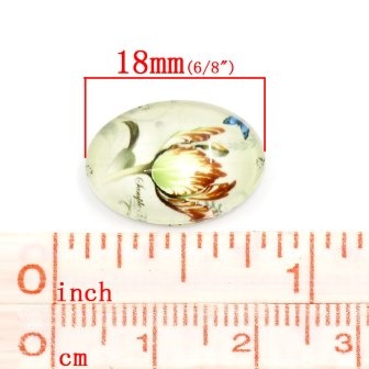 Скляний кабашон "Рослига", 13x18мм, 1 шт.