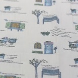 Лен с хлопком Скамейка- голубой, размер:50х70см