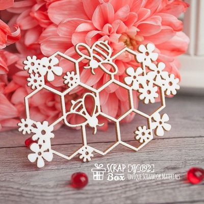 Чипборд ScrapBox - соти з квітами і бджолами Hf-092