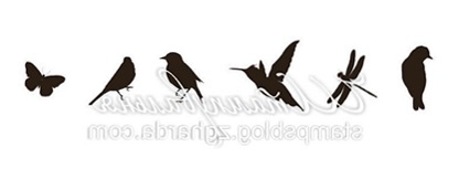 Акриловый штамп FA041 Птицы и бабочки, набор из 6 штампов