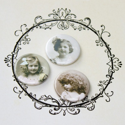 Скрап-значки (фішки). Маленькі леді, 3шт., f2