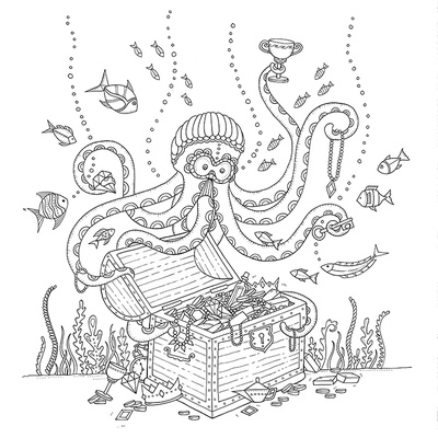 Книга-раскраска (антистресс, раскраска для взрослых) "Загублений океан" ("Затерянный океан"). Джоанна Басфорд. Арт.00113088