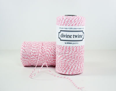 Хлопковый шнур от Divine Twine - Raspberry, 1 мм, цвет розово-белый, 1м