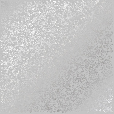 Аркуш одностороннього паперу з фольгуванням Silver Poinsettia Gray, ТМ Fabrika Decoru