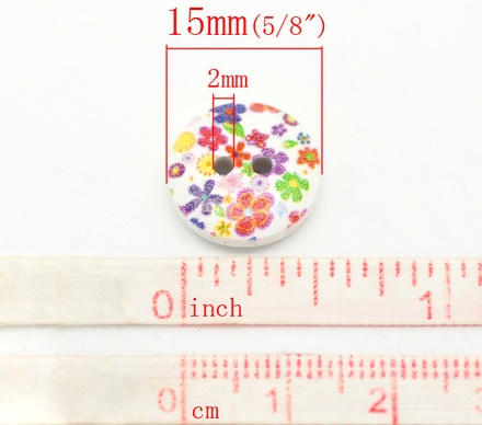 Дерев’яний ґудзик Multicolor Flower B17609, діаметр 15 мм, 1 шт.
