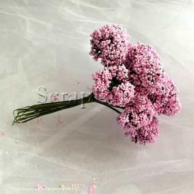 Гілочки декоративні з суцвіттями-кульками, колір рожевий, пучок з 12 штук