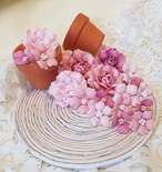 Набір квітів з тканини, рожевий, 2,5 см - 5см (18 шт.)