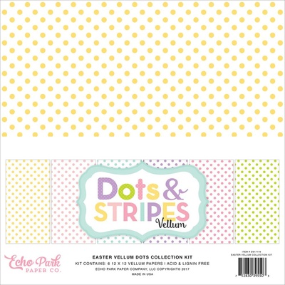Набір аркушів велуму в горошок і смужки від Echo Park Vellum Pack - Easter Dots & Stripes, 30x30 см, 30x30 см, 30x30 см