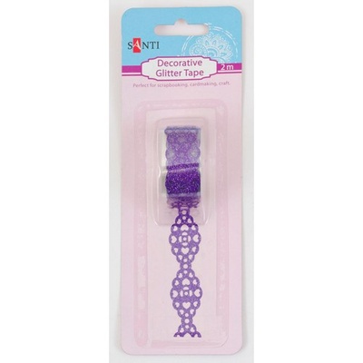 Лента самоклеющаяся блестящая Ажур фиолетовая, 2 м, ТМ Santi