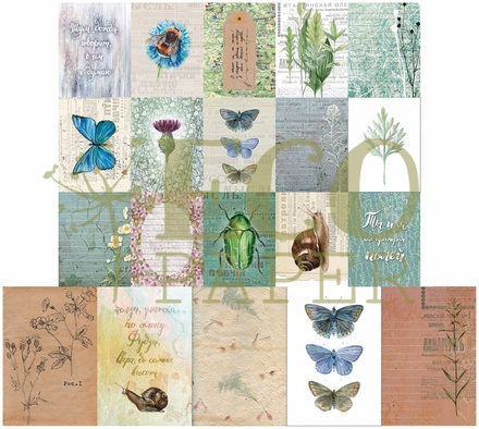 Набор карточек от EcoPaper -  "Среди лугов", 20шт.