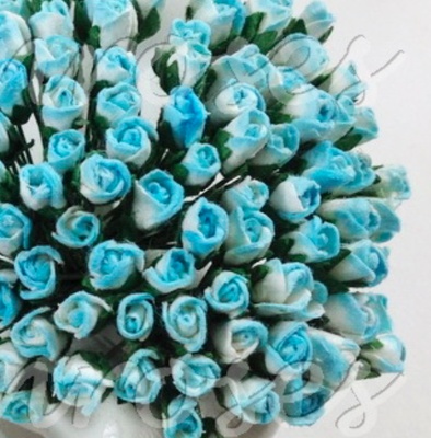 Буточники троянди, блакитний колір з білим, діаметр - 4мм, 10 шт.