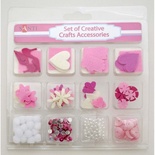 Набор декоративных украшений для скрапбукинга TM Santi, 12 видов, розовый