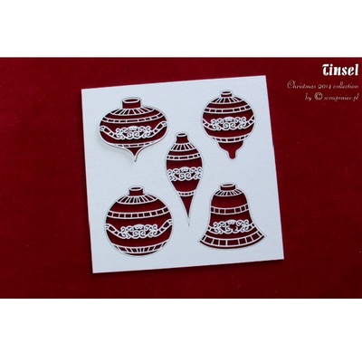 Чипборд Scrapiniec - Новорічний набір Tinsel, 5шт.ук