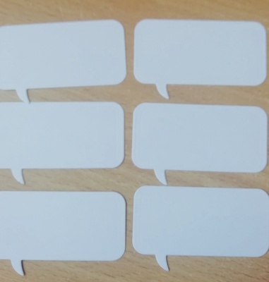 Вирубка з білого картону - Набір прямокутних хмарин, 6 штук, 5,3см 3,2см