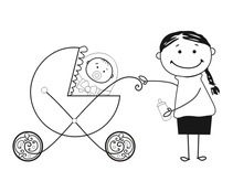 Акриловий штамп D032 мама і дитина, розмір 5,1х3,3 см