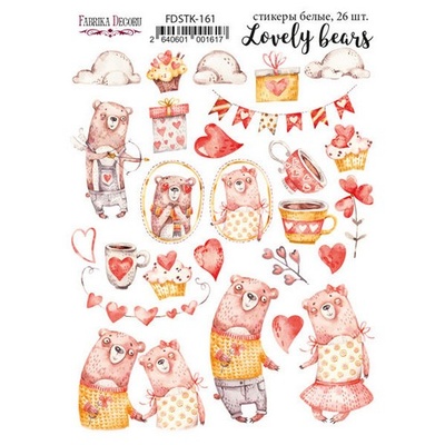 Набір наліпок (стікерів) 26 шт. Lovely bears #161, ТМ Фабрика Декору