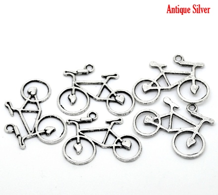 Металева прикраса/ підвіска "Велосипед", 31x23м античне срібло, 1 шт.