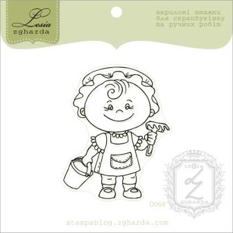 Акриловий штамп Lesia Zgharda D064 дівчинка в пісочниці, розмір 4,6x5,7 см.