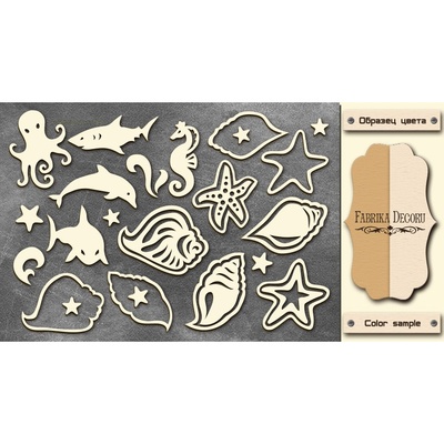 Чипборд Фабрика Декору - Морські мешканці 2, колір молочний, крафт