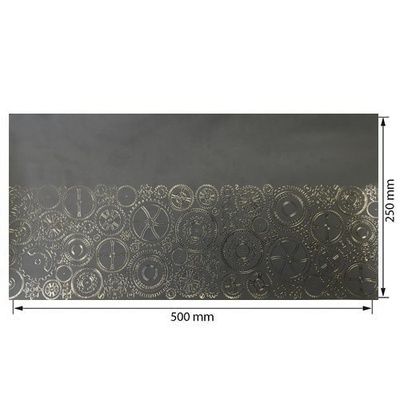 Відріз екошкіри з тисненням золотою фольгою Golden Gears Gray 50x25см, ТМ Фабрика Декору