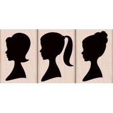 Гумовий штамп Hero Arts - Three Silhouettes, дерев’яний блок
