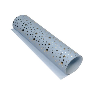 Відріз екошкіри з тисненням золотою фольгою Golden Stars Stars Blue, розмір 500мм х 250мм, ТМ Фабрика Декору