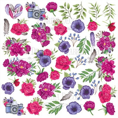 Аркуш з картинками для вирізання Mind Flowers 20x20см, ТМ Фабрика Декору