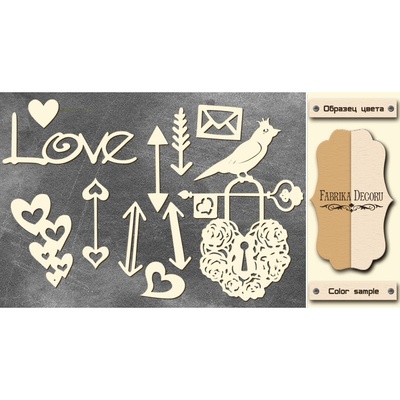 Чипборд Фабрика Декору - Діля серця 2, колір молочний, крафт