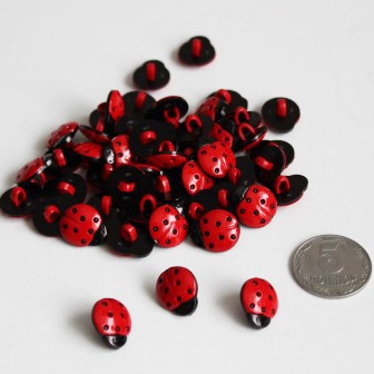 Ґудзик "Сонечко", колір червоний з чорним, 1 шт.