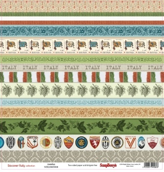 Аркуш паперу для скрапбукінгу від ScrapBerryʼs - Італійські канікули - Ювентус, 30,5x30,5см