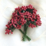 Гілочки з маленькими ягідками, червоний колір, 1 пучок з 12 штук