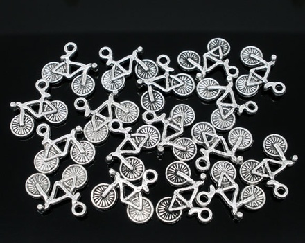 Металева прикраса "Велосипед", срібло, розмір 15x13 мм, 1 шт.